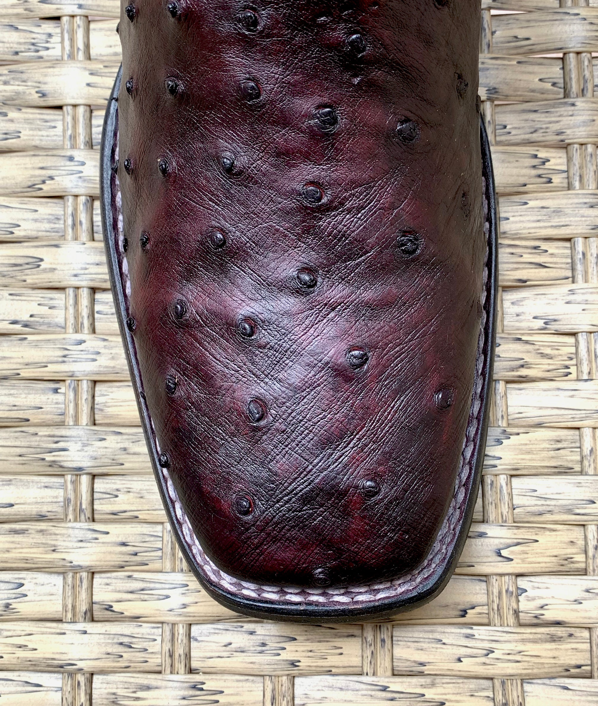 Cuadra Men's Ostrich Square Toe 3Z1OA1 - Black Cherry