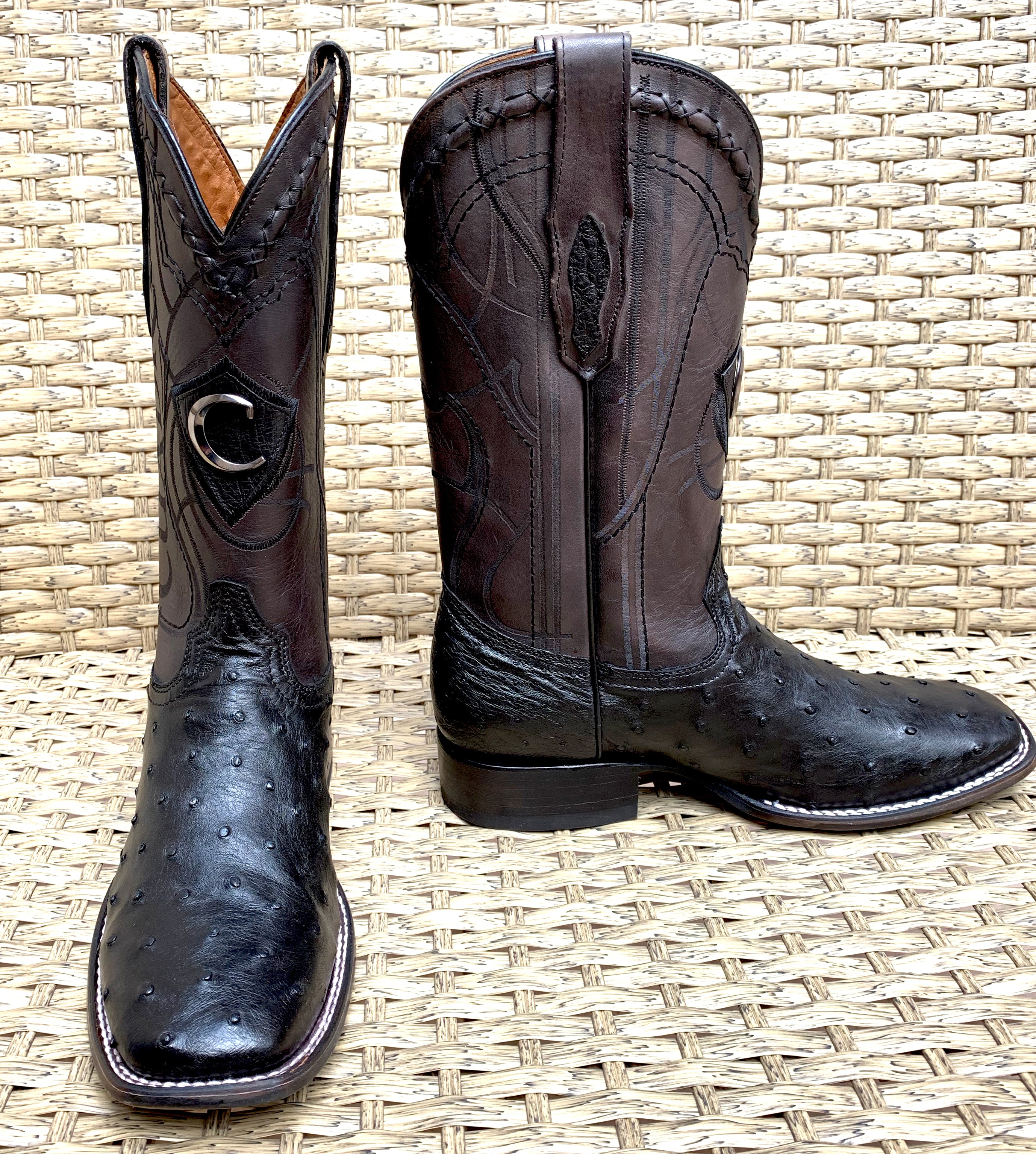 Cuadra Men's Ostrich Square Toe CU662 - Black