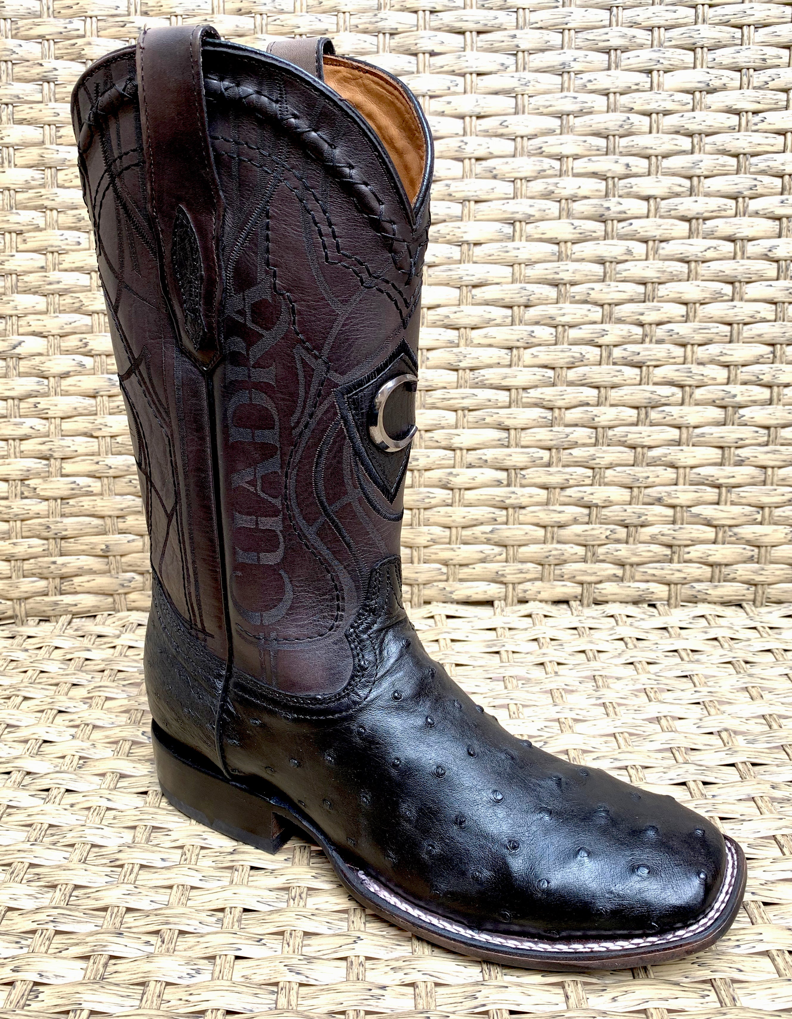 Cuadra Men's Ostrich Square Toe CU662 - Black