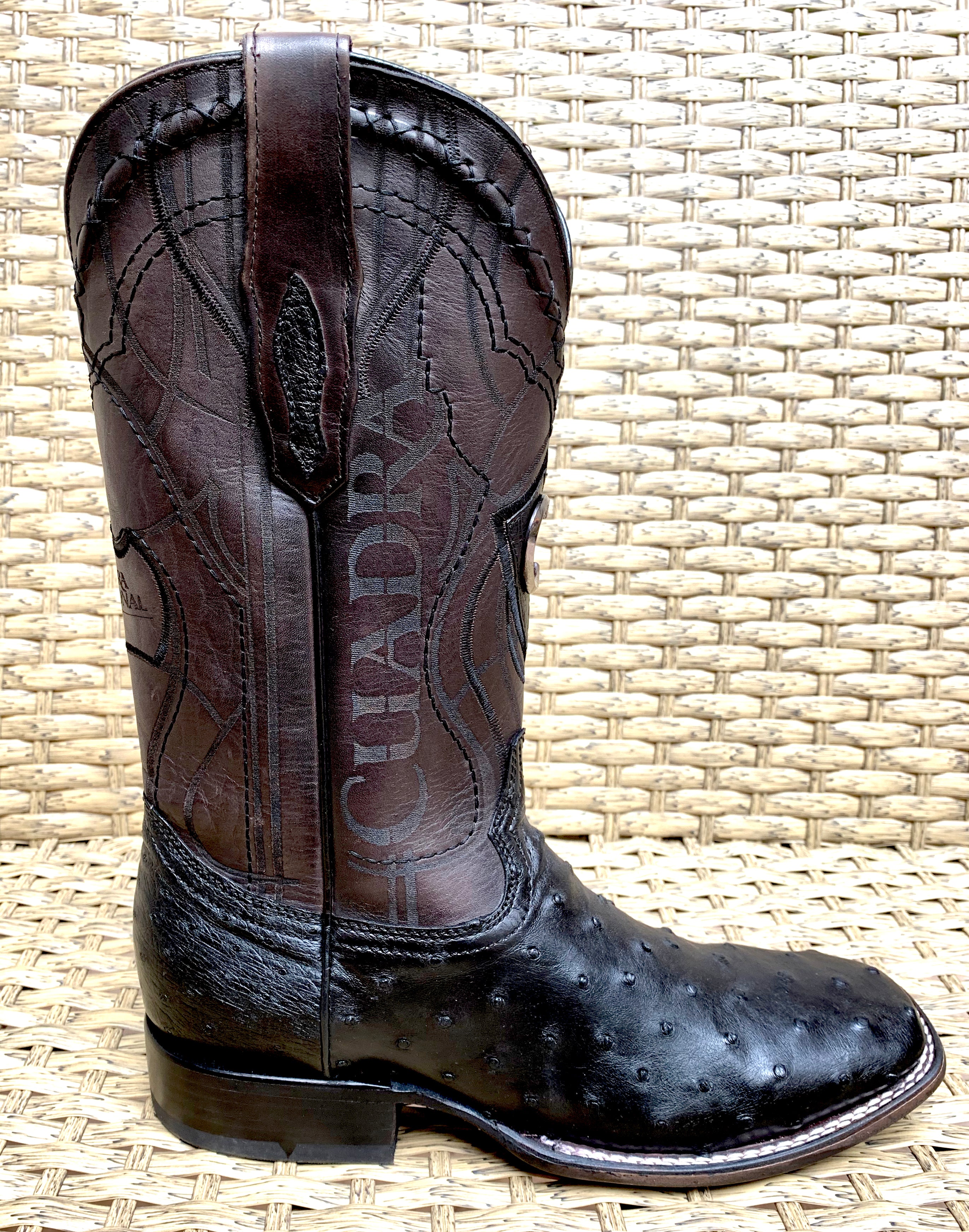 Cuadra Men's Ostrich Square Toe CU662 - Black