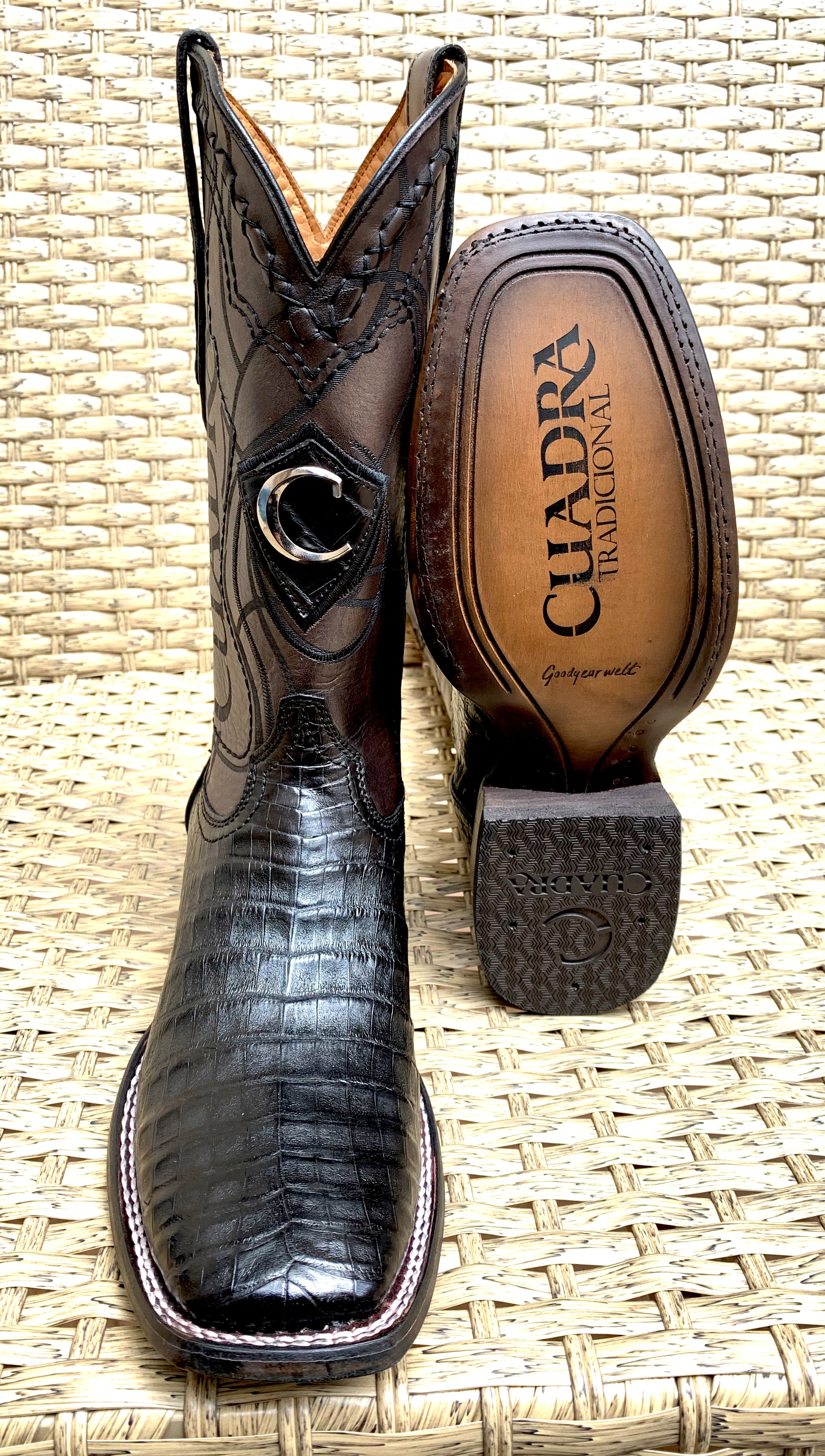Cuadra Men’s Fuscus Caiman Belly Square Toe CU678 - PL Black