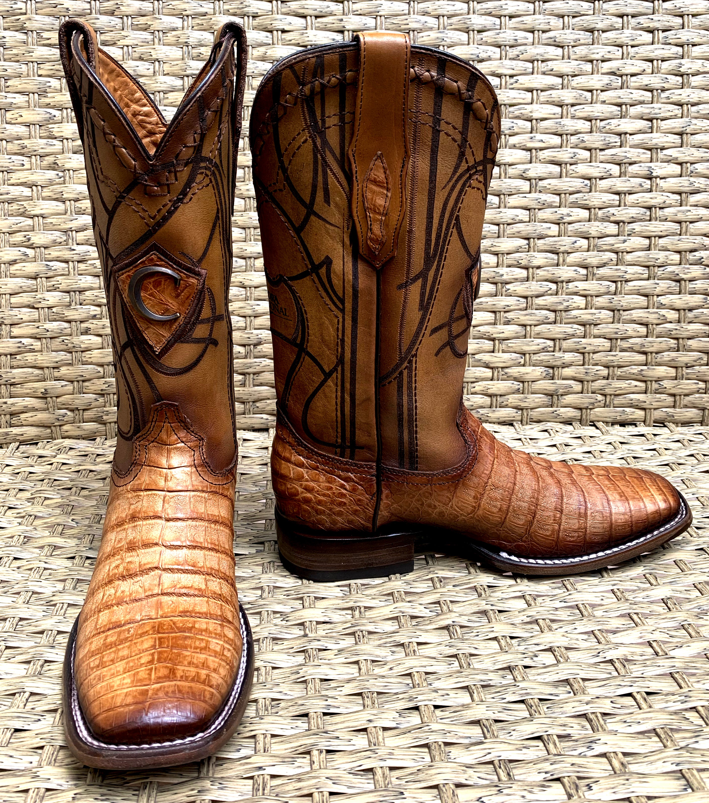 Cuadra Men’s Fuscus Caiman Belly Square Toe 3Z1OFY - Toaster Almendra