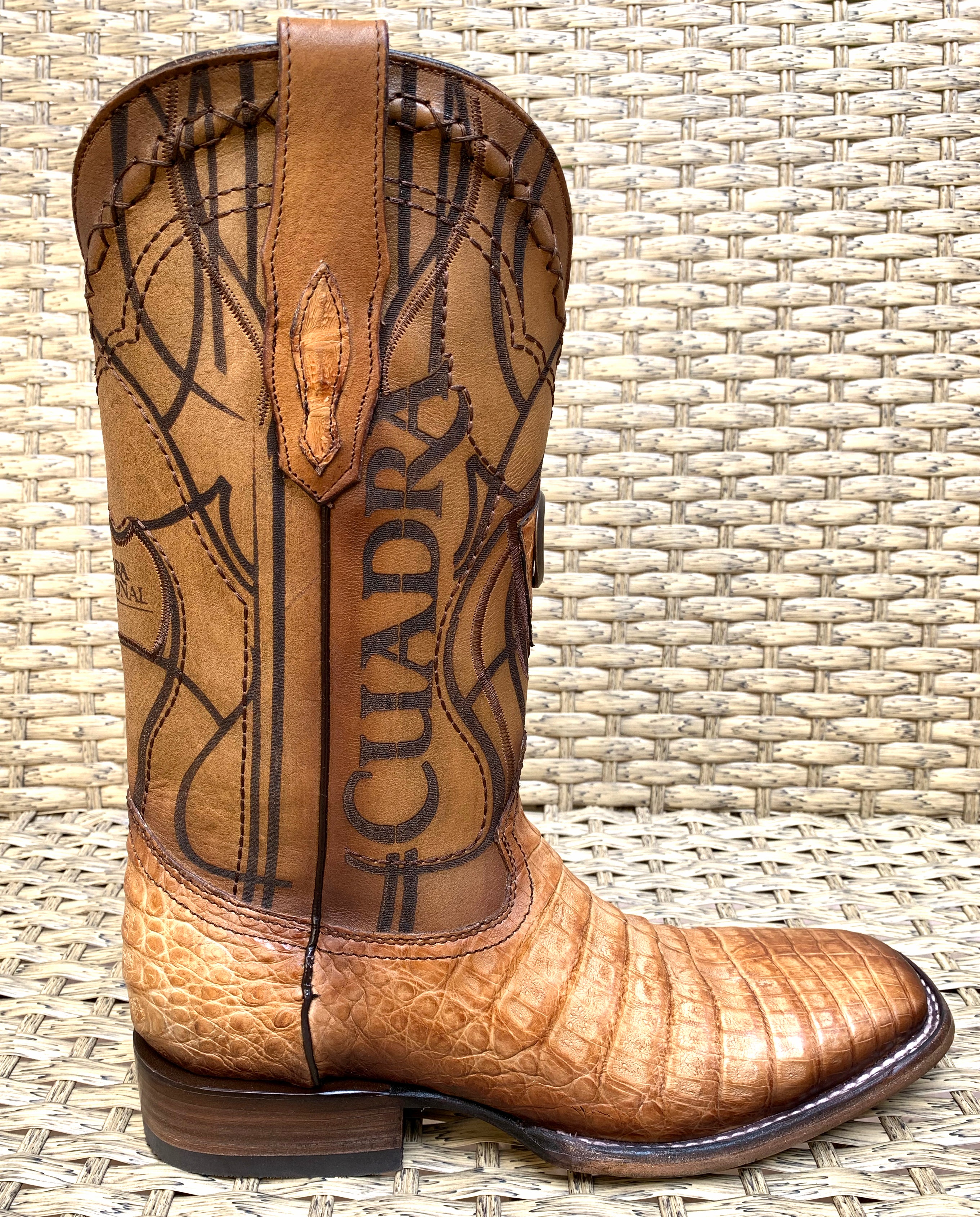 Cuadra Men’s Fuscus Caiman Belly Square Toe 3Z1OFY - Toaster Almendra