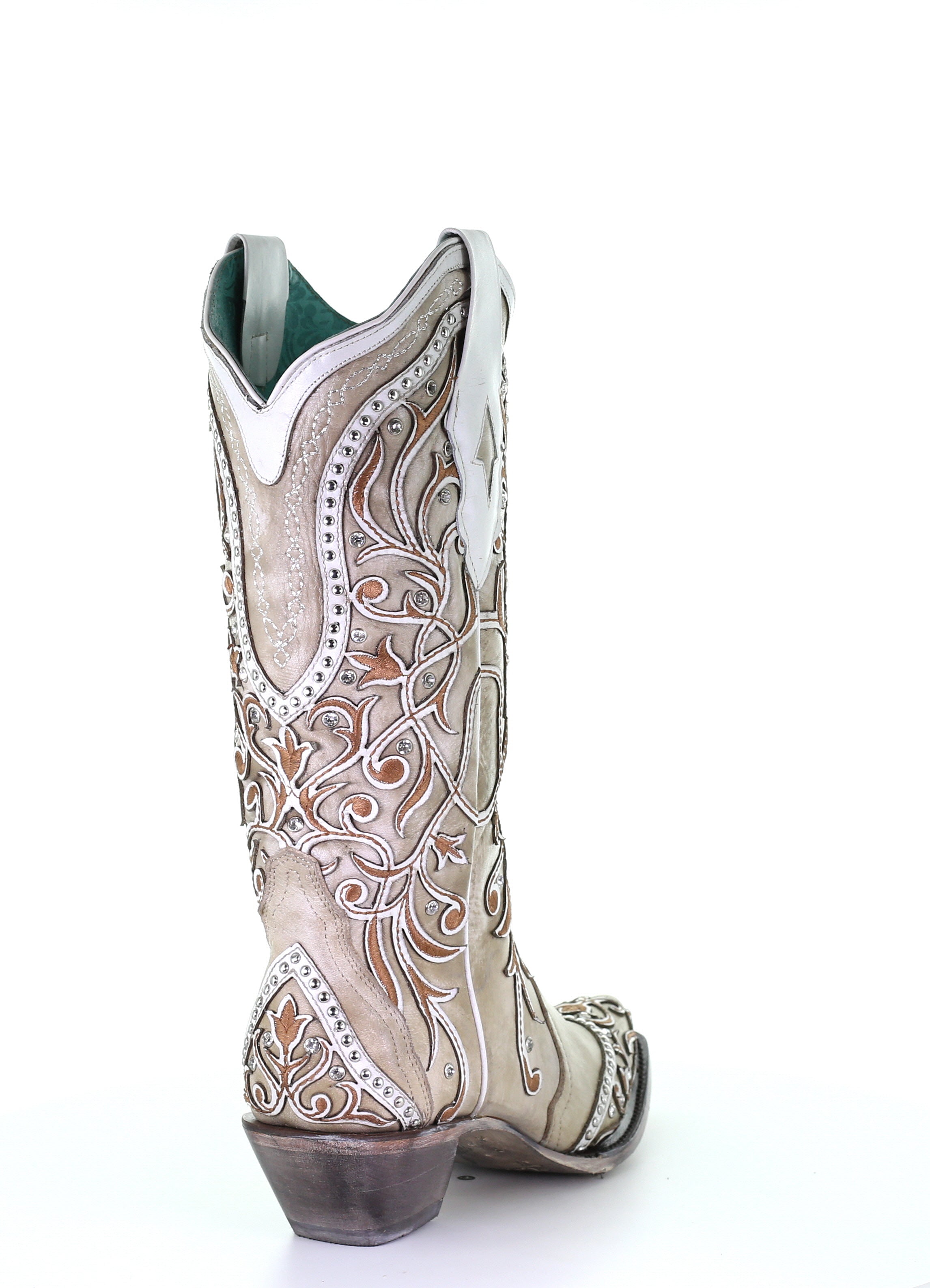 Corral Women's Boot Snip Toe A3837 White Inlay & Embroidery