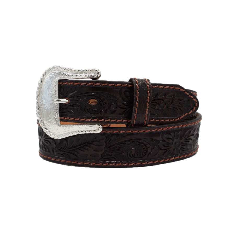 Tony Lama C40068 “Floral Tooled” Belt - Black