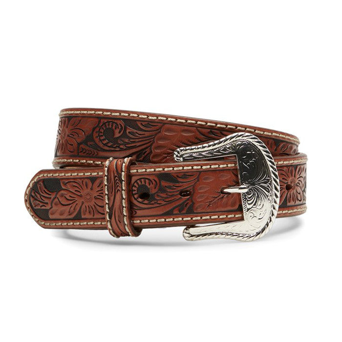 Tony Lama C40065 “Floral Tooled” Belt - Brown