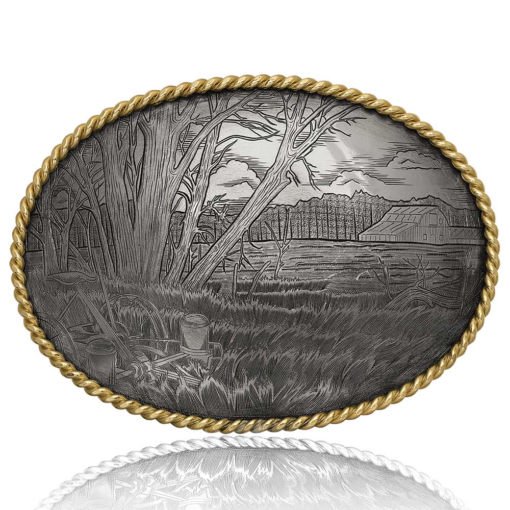 Montana Belt Buckle "Midwest Farm Scene" G1258
