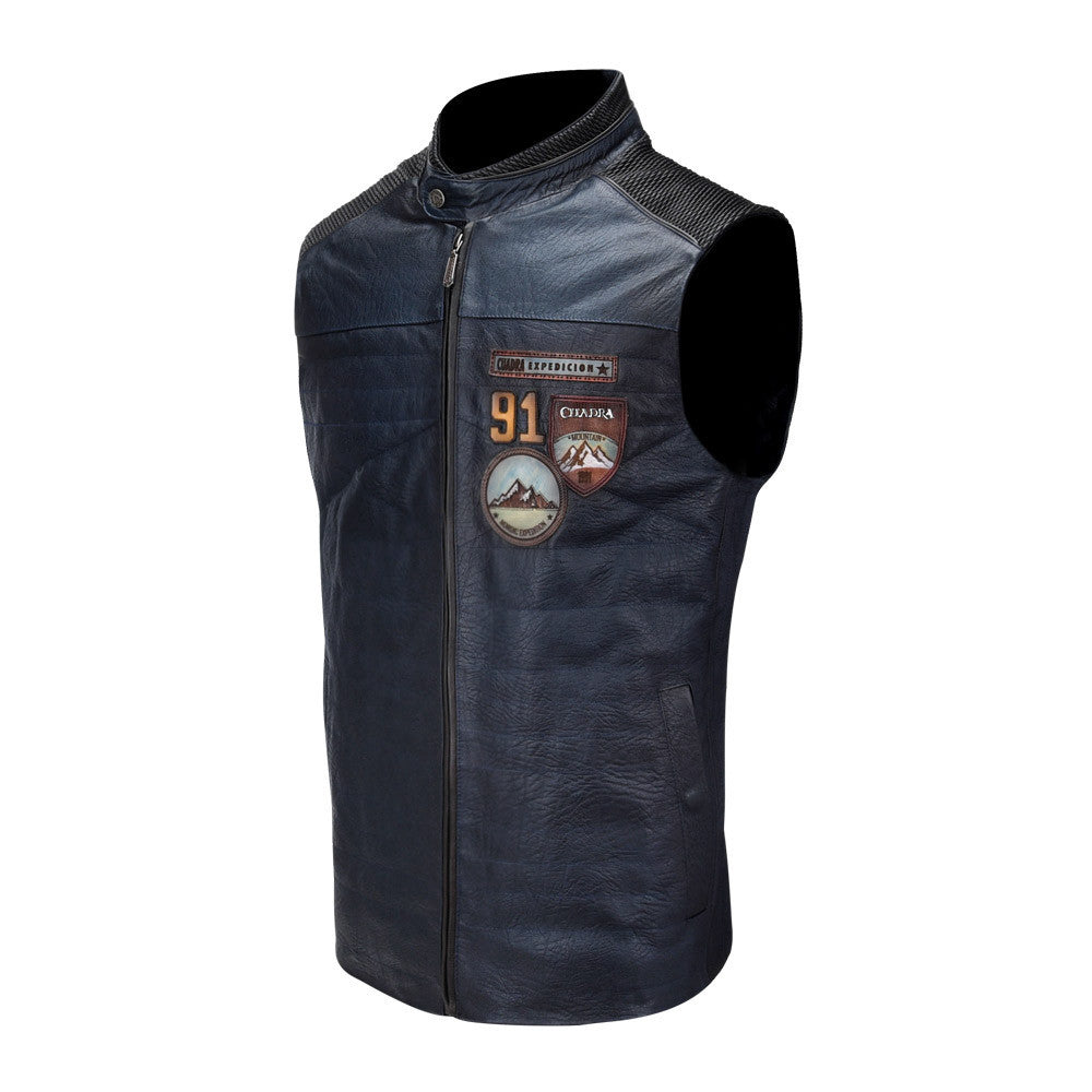 Cuadra  Men's Lamb & Lizard Blue Vest JC091