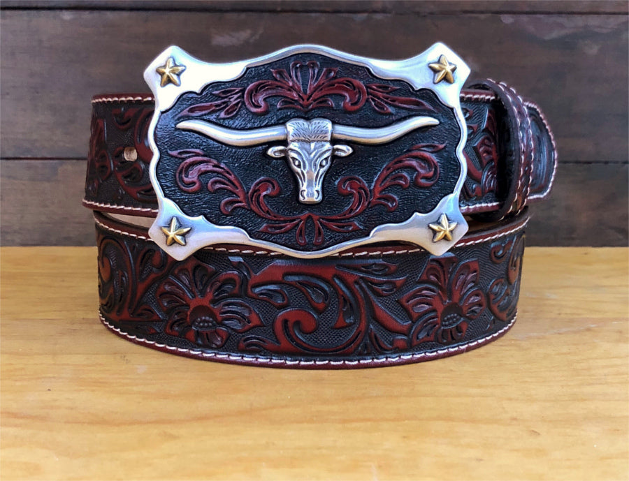 Justin "Longhorn" Men's Belt C11194 - Burgundy