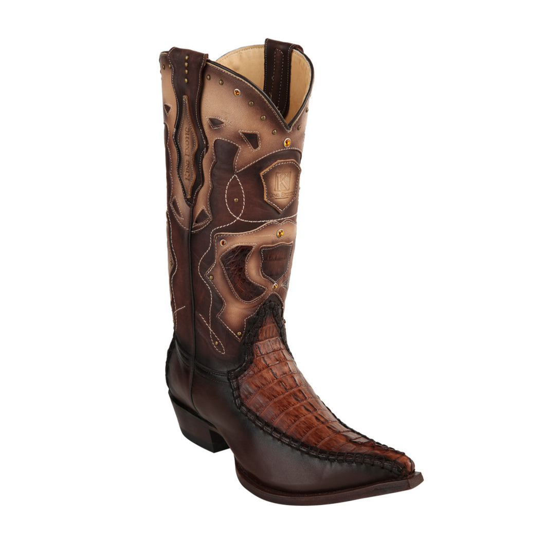 King Exotic H95 3x Toe Caiman Tail Stitched - Brown