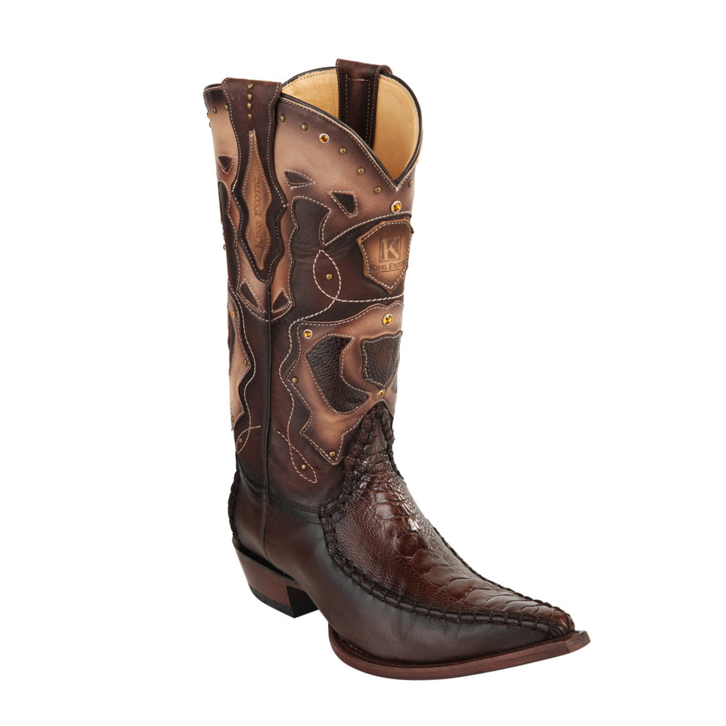 King Exotic H95 3x Toe Ostrich Leg Stitched - Brown