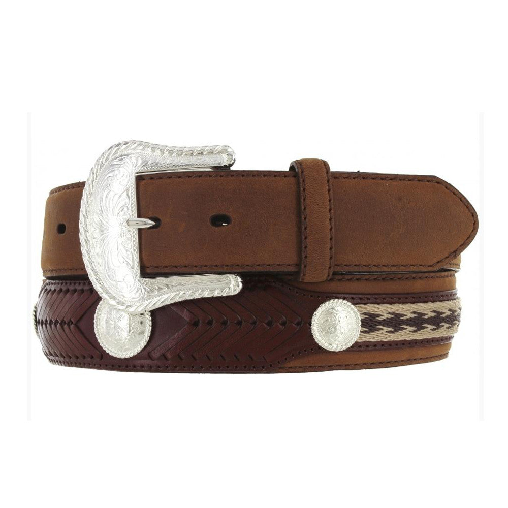 Tony Lama 7239L “Duke Appliq” Belt - Bark