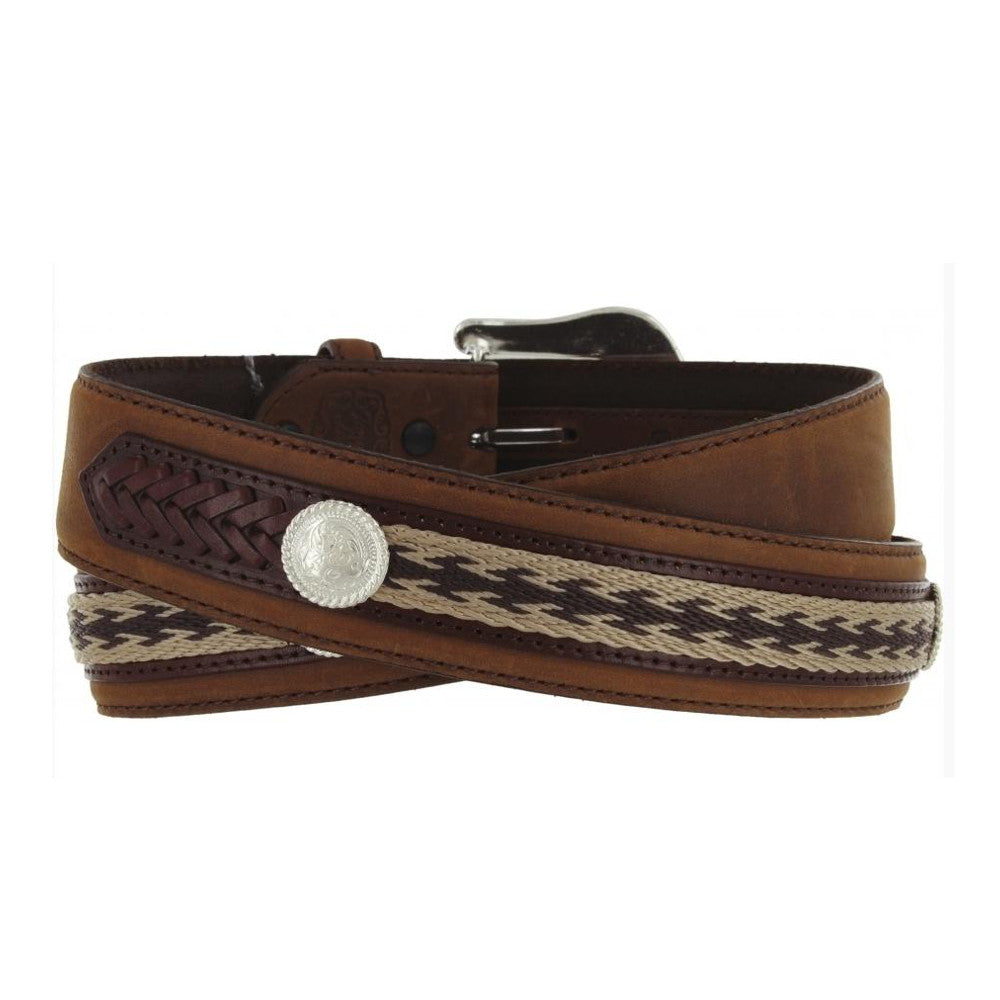 Tony Lama 7239L “Duke Appliq” Belt - Bark