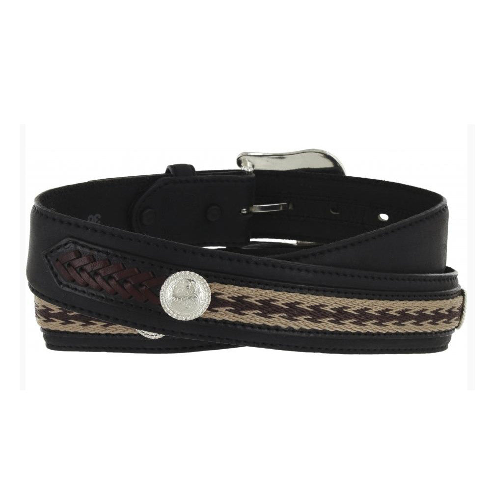 Tony Lama 7233L “Duke Appliq” Belt - Black