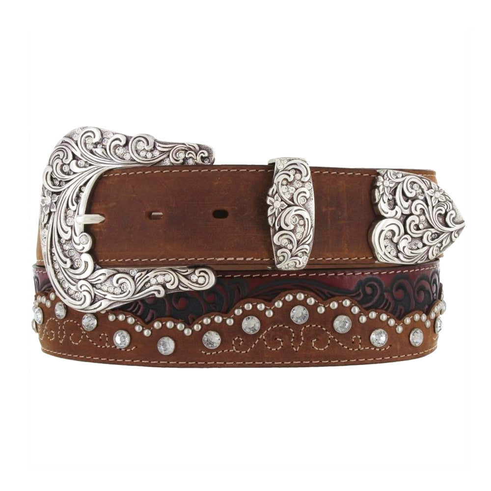 Tony Lama C50499 "Kaitlyn Crystal" Women's Belt - Aged Bark