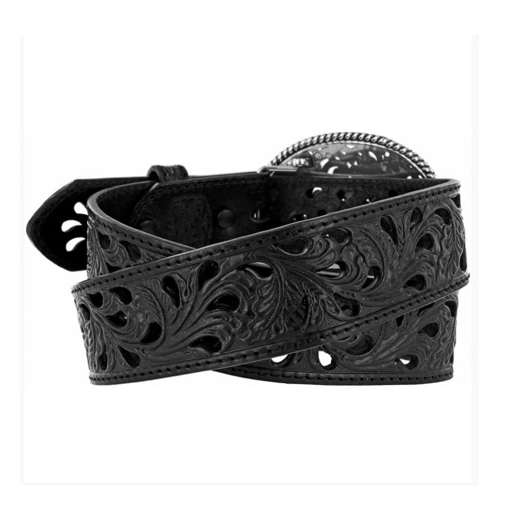 Tony Lama C50023 "Pierced Filigree Trophy" Women's Belt - Black